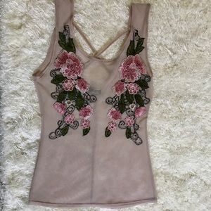 Flowered sheer top